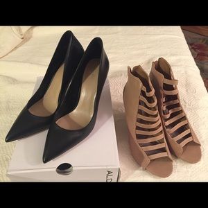 Aldo black pumps & tan sandals